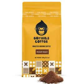 Gorilla's Coffee 100% Arabica - Medium Roast Ground Coffee, Fair Trade, Smooth, Balanced, Aromatic, Spice & Luscious Fruit Notes | Premium Rwandan Coffee | Rich, Flavorful, and Aromatic (500g/17.6oz)