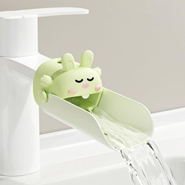 Faucet Extender Silicone Faucet Extender Temperature Sensitive for Toddlers Silicone Sink Extender Babies Kids Children (Green/Happy Rabbit)