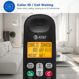 AT&T Landline Home Phone with LCD Display, Lighted Keypad, Caller ID/Call Waiting, Cordless Phone DECT 6.0 Full-Duplex Handset Speakerphone, ECO Mode, Voicemail Waiting Indication, Quiet Mode: EL1101
