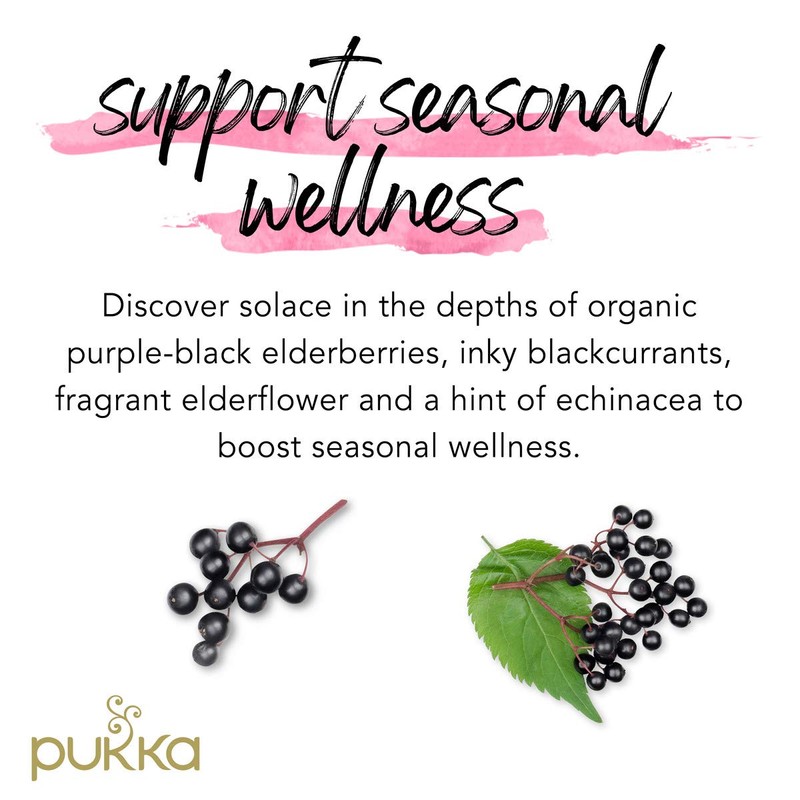 Pukka Organic Tea Bags, Elderberry & Echinacea Herbal Tea, Perfect