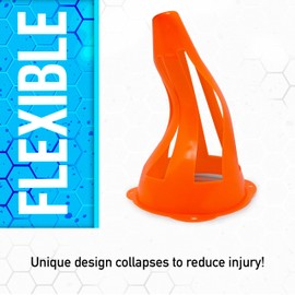 Franklin Sports Plastic Soccer Cones - Mini Sports Cones for Drills + Practice - Flexible Orange Goal Cones for Training + Games - 9 Inches