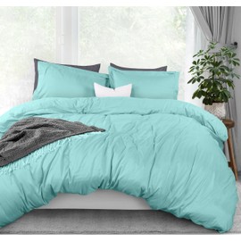 Utopia Bedding Duvet Cover Queen Size - 3 Piece with Zipper Closure - 1 Comforter Cover 90X90 Inches & 2 Pillow Shams 20X26 Inches (Spa Blue) Comforter Not Included