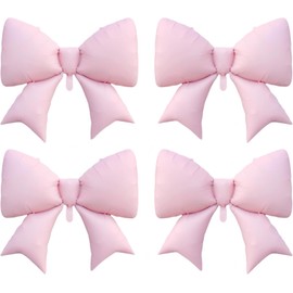 Pack of 4 Pink Ribbon Foil Balloons, Pink Bow Balloons, Bow Balloons, Birthday, Bow Helium Balloons for Birthday, Wedding, Bachelorette Party, Baby Shower