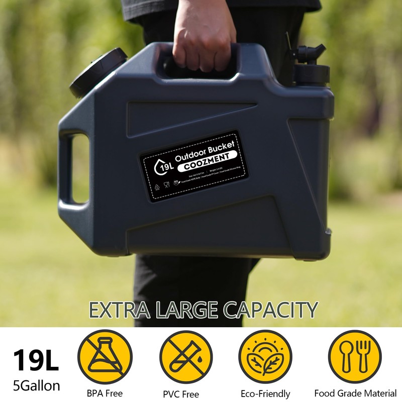 COOZMENT 5 Gallon (19L) Portable Water Containers with Spigot, BPA