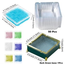 50 Pcs Disposable Ashtrays and one Luxurious Base, Portative Smokeless Ashtrays with Sand Deodorant,Ashtrays and Scented Smoke-Extinguishing Sand, Household Anti-Smell Ashtray (Dark Green Base)