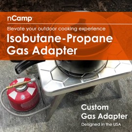 nCamp - Camping Stove Adapter, Isobutane/Propane Tank Adapter, Camp Stove Hose with Regulator, Strong Braided Stainless Steel Hose, 14.5 Inches Long