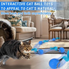 BABORUI BABORUI Interactive Cat Toy Ball - Automatic Interactive Cat Toys for Indoor Cats with 3 Tails, 2 Speeds Rechargeable Cat Enrichment Toys for Small/Medium/Large Cats to Keep Them Busy
