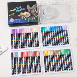 Acrylic Brush Marker Pen,1Set Waterproof Acrylic Pen with Soft Brush Nib, Art Paint Marker Pens Set for Glass Stone Wood Plastic Paper:_48Pcs