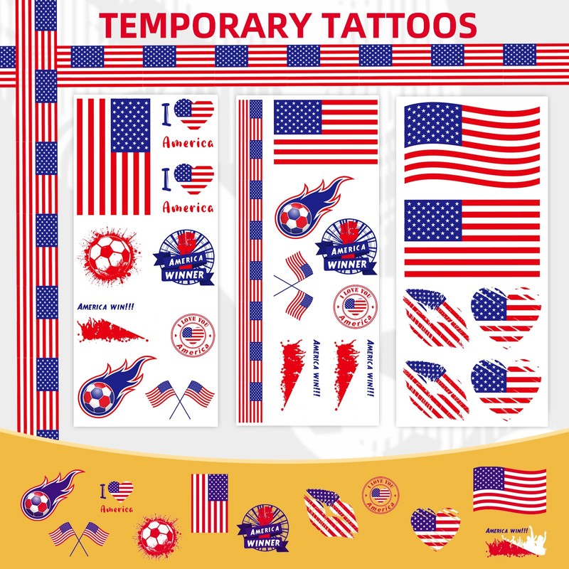 16PCS 2026 World Cup Temporary Flag Tattoos for Fans, United