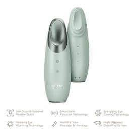 GESKE SmartAppGuided™ Warm & Cool Eye Energizer, 6 in 1, Eye Massager, Anti-Dark Circles Massager, Remove Bags and Slip-on Eyelids, Electric Eye Massage