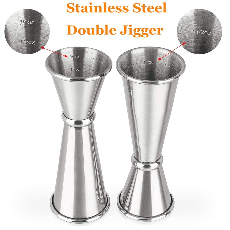 Double Clear Plastic and Stainless Steel Japanese Style Jigger, Set