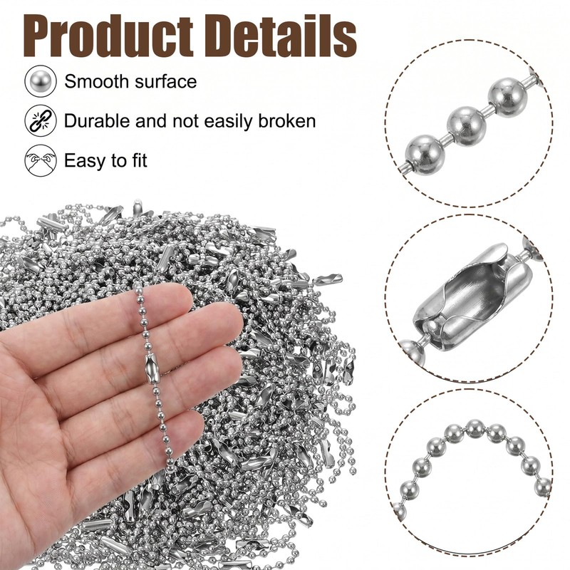 RAHHLIZS 300 Pcs 10cm Ball Bead Chains 3mm Ball Chain