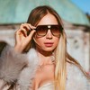 FEISEDY Retro Square Aviator Sunglasses Women Men 70s Vintage Trendy