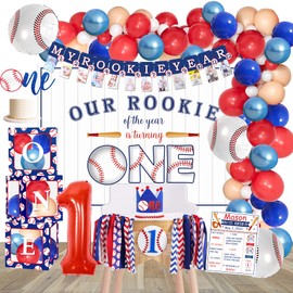 YSHMFEUX Baseball 1st Birthday Party Decorations Supplies, Rookie of The Year 1st Birthday Decorations, 1st Birthday Party Supplies for Boys, 1st Birthday Boy Decorations