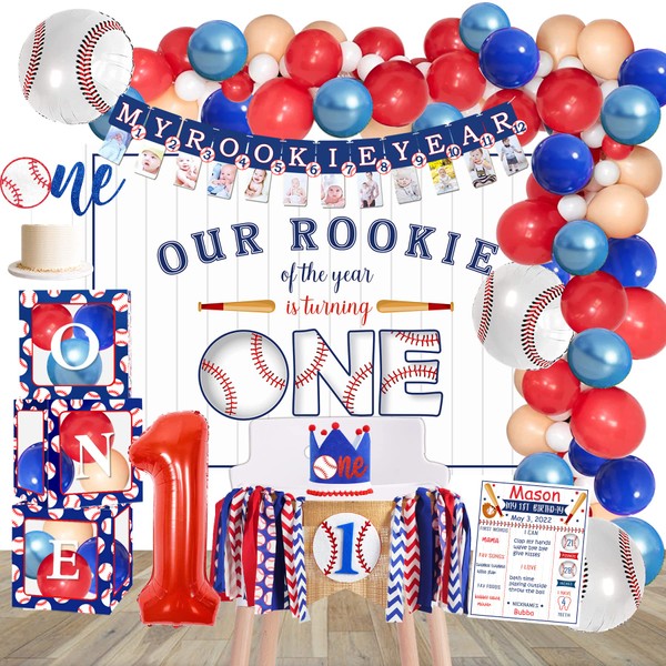 YSHMFEUX Baseball 1st Birthday Party Decorations Supplies, Rookie of The