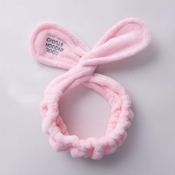 Linsiter Hair Band for Washing Face, Soft Coral Fleece Hairlace Rabbit Ear Shape Makeup Headband, 1pcs (Pink)