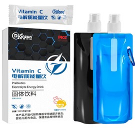 Elektrolyt Pulver mit 2 Stück Faltbare Trinkflasche, Elektrolyte Pulver mit Vitamin C, Electrolytes zur besseren Wasseraufnahme für Sport & schnelle Erholung(15 Sticks mit je 5000 MG)