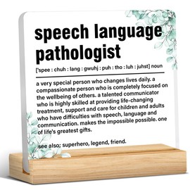Speech Language Pathologist Gift, Appreciation Gifts for Therapist, Speech Language Pathologist Definition Acrylic Sign with Wooden Stand Birthday Christmas Keepsake Present Home Office Desk Decor