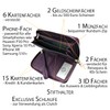 Ladies Large Long Leather Wallet RFID Protection, purple, Vintage