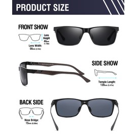 DUCO Square Polarized Sunglasses for Men Light Weight Carbon Fiber UV400 Protection Sun Glasses 8206