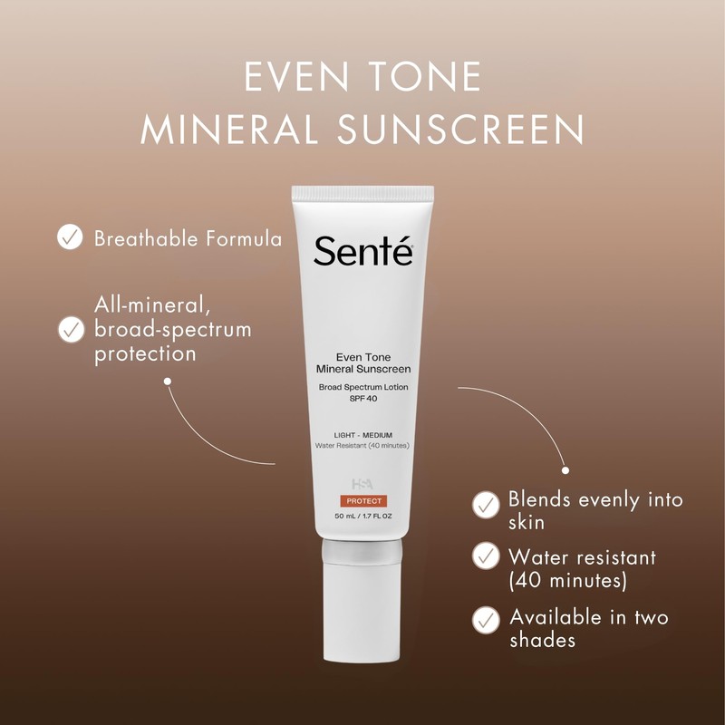 Senté Even Tone Mineral Sunscreen Tinted | SPF 40 Light-Medium