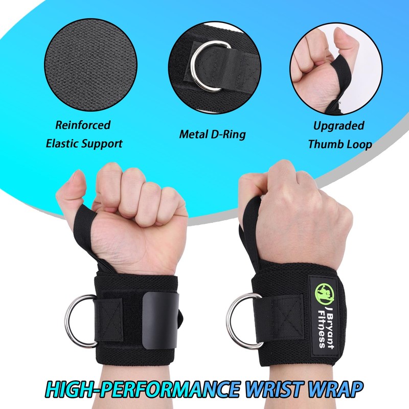 Weightlifting Wrist Wraps with D-Ring for Cable Machines, Lifting Straps