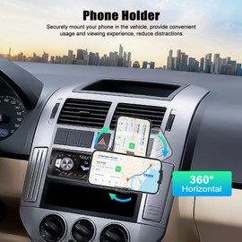 CAMECHO 1 Din Car Radio Bluetooth Handsfree, Single Din Car Stereo System with Phone Holder and Remote Control, MP3 Player Support FM Radio, Dual USB TF AUX Input, Colorful Lighting