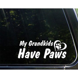 Sign Depot My Grandkids Have Paws - 8-3/4" x 3-1/4" - Vinyl Die Cut Decal/Bumper Sticker for Windows, Cars, Trucks, Laptops, Etc.