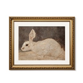 ARPEOTCY Vintage Gold Framed Wall Art, Easter White Rabbit Paintings, Canvas Prints Artwork with Antique Frame, Victorian Wall Picture Decor for Room Gallery Living Room, 13x16 inch