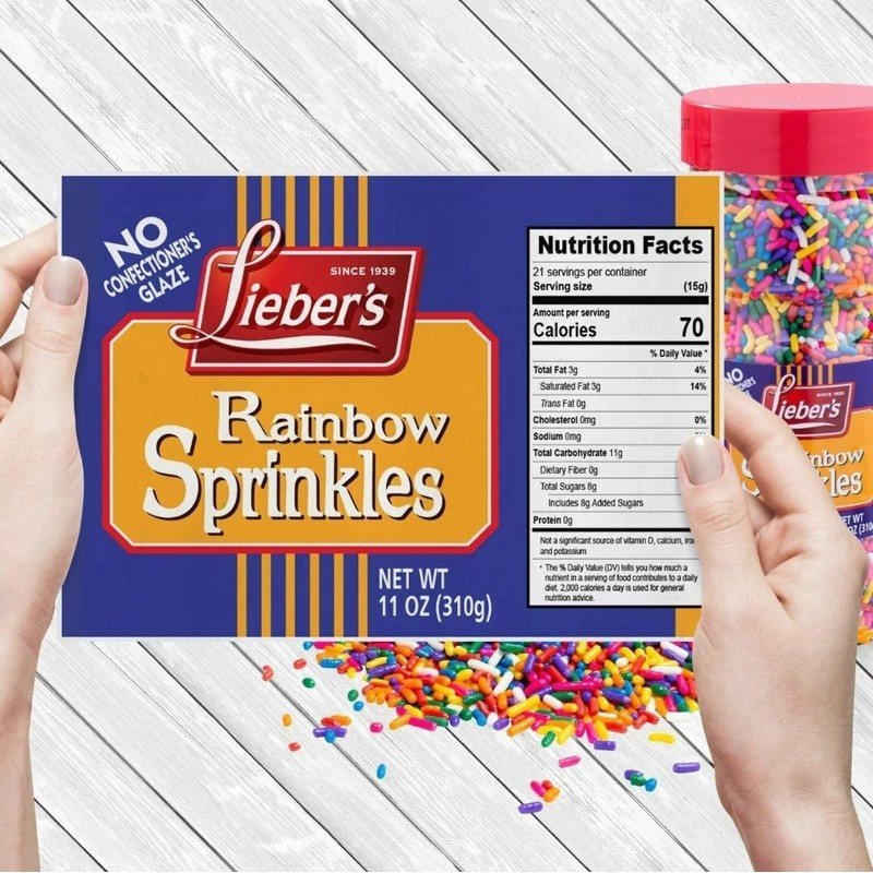Lieber's Colorful Rainbow Sprinkles, 11oz
