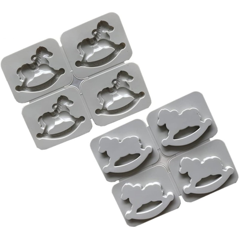 Moldes flexibles de silicona caballo balancín – Set de 4