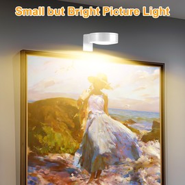 6Pcs Picture Light Battery Operated, Magnetic Led Painting Light with Remote Dimmable and Timer, 3 Lighting Modes Art Display Light for Picture Frame Paintings, Wireless Wall Decor Puck Lights