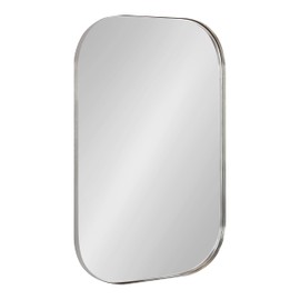 Kate and Laurel Rollo Modern Rounded Rectangle Mirror, 20 x 30, Silver, Decorative Metal Framed Mirror with Radius Corners
