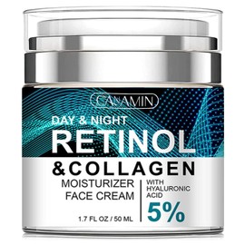 CANAMIN Retinol and Collagen Facial Moisturizer, Anti-Aging Skin Care Treatment Day and Night Collagen Moisturizer to Minimize Wrinkles, Dryness, 1.69 Oz