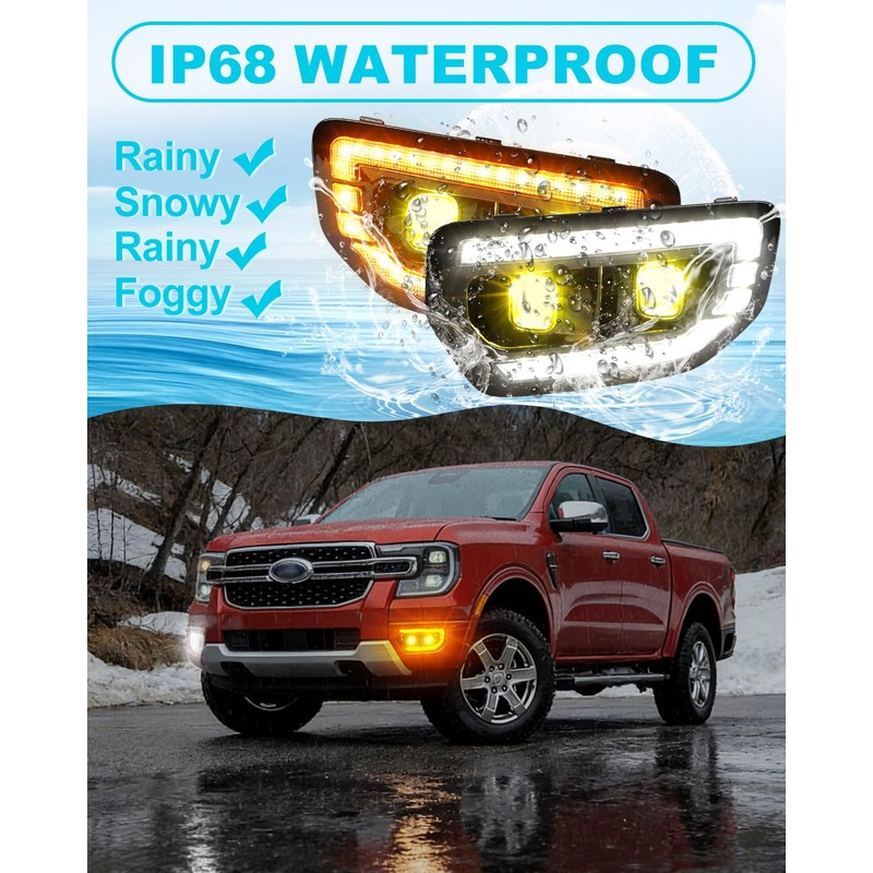 2Pcs 55W Led Fog Lights DRL For 2022-2025 2026 Ford