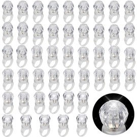 Retisee Paquete de 50 Anillos Luminosos para Fiestas, que Brillan en la Oscuridad, Juguetes de Plástico con Diamantes Brillantes Para Cumpleaños, Despedidas Soltero, Bodas, Conciertos (Blanco)