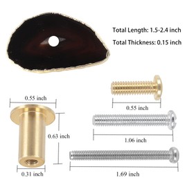 Cheungshing Set of 4 Gold Plated Edge Agate Slice Knobs, Agate Geode Stone Drawer Pull Handles with Screws for Home Office Dresser Wardrobe Decor, Black