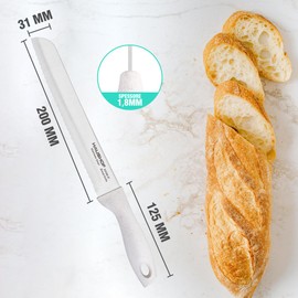 HAUSHOF Coltello da Pane 20 cm, Coltello da Cucina Seghettato con Manico Ergonomico, Coltello per Tagliare Pane, Bagel, Torte