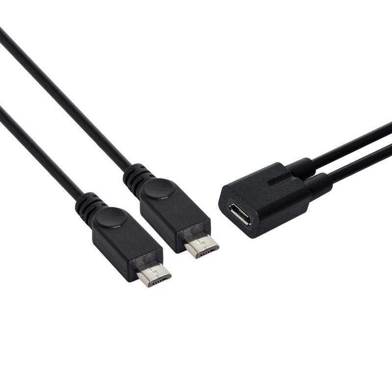 cablecc Micro USB Female to 2X Micro USB Male Splitter