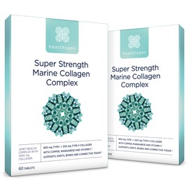 Healthspan 1,000mg Marine Collagen Complex | 800mg Type I + 200mg Type II Collagen | Support Your Joints, Bones & Connective Tissue | Added Benefits for Skin & Beauty (120 Tablets)