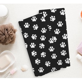 NOQL Dog Paws Kitchen Towels and Dishcloths Set of 2, Black and White Hand Towels, Cute Dog Kitchen Towels, Dog Paw Print Dish Towel Decorative, Dog Lovers Gifts for Women,16×24Inch