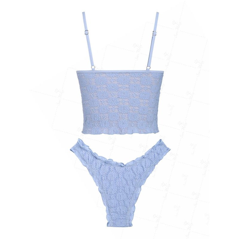 seamoly - Conjunto de tankini de terciopelo con lazo y