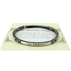 Emulily Serenity Prayer Inspirational Stretch Bangle Bracelets with Rhine stone