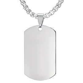 Clepsidra® Collar para hombre con tag. Accesorios para caballero de acero inoxidable. Joyeria y accesorios. Cadena masqulina con placa identificacion militar. Joyeria hombre. Necklace men. Men Jewerly (PLATEADO)