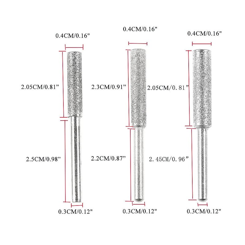 SEIWEI Chainsaw Sharpener Burrs, Titanium Plated, 4mm, 6pcs Set