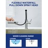 Kitchen Faucet with Pull Down Sprayer,Brushed Nickel Waterfall Single Hole
