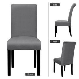 Lellen Dining Chair Covers Set of 6, Stretch Chair Covers Dining Chair Slipcovers Removable Washable Reusable Home & Kitchen Decor Protector Dining Room Chair Covers,Grey