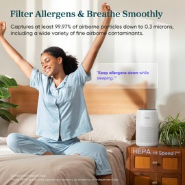 LEVOIT Air Purifiers for Bedroom Home Dorm, AHAM VERIFIDE, 3-in-1 Filter Cleaner With Aroma Pad, Filters Smoke, Allergens, Pet Dander, Odor, Dust, Office, Desktop, Core Mini-P, White