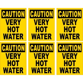 StickerTalk Hot Water Warning Stickers 6pk 2x2.5in Safety Caution Signs