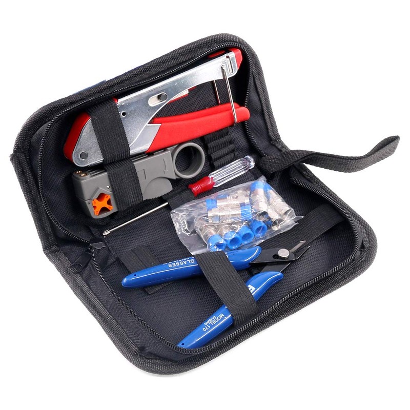 Swpeet 14Pcs Coax Cable Crimper Wire Stripper Tool Kit, RG59